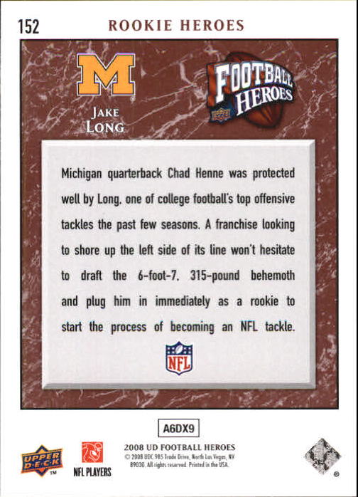 2008 Heroes (Upper Deck) Football "Main Set" Cards #1 to #269 - Picture 295 of 497