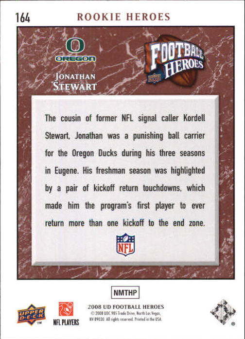 2008 Heroes (Upper Deck) Football "Main Set" Cards #1 to #269 - Picture 319 of 497