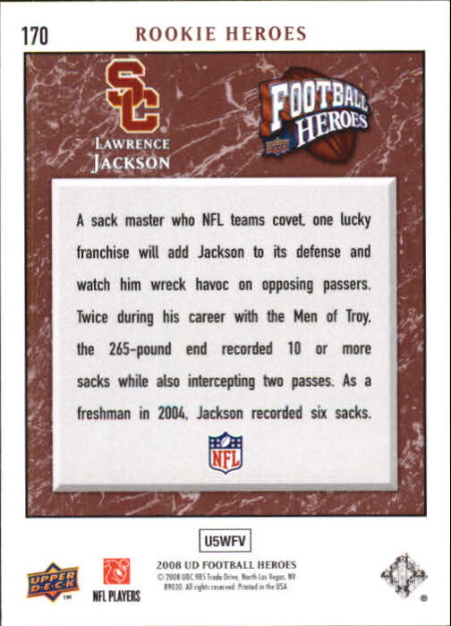 2008 Heroes (Upper Deck) Football "Main Set" Cards #1 to #269 - Picture 331 of 497