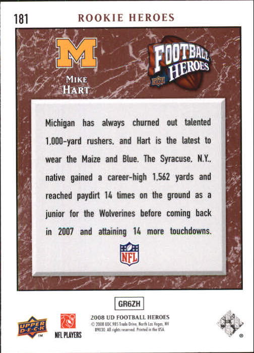 2008 Heroes (Upper Deck) Football "Main Set" Cards #1 to #269 - Picture 352 of 497