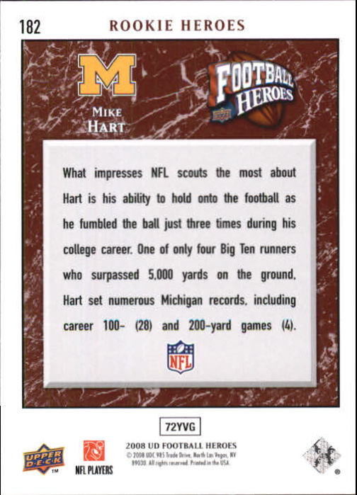 2008 Heroes (Upper Deck) Football "Main Set" Cards #1 to #269 - Picture 354 of 497