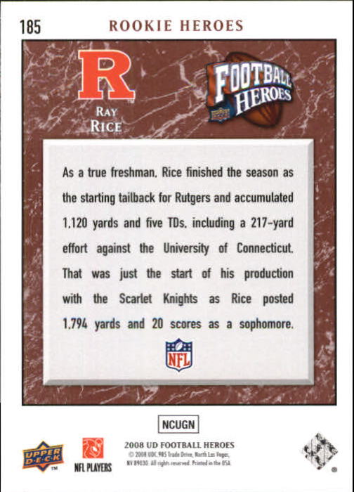 2008 Heroes (Upper Deck) Football "Main Set" Cards #1 to #269 - Picture 360 of 497