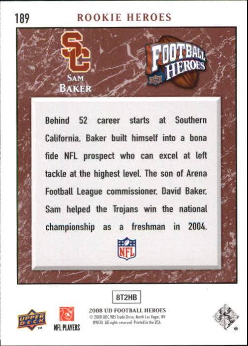 2008 Heroes (Upper Deck) Football "Main Set" Cards #1 to #269 - Picture 368 of 497