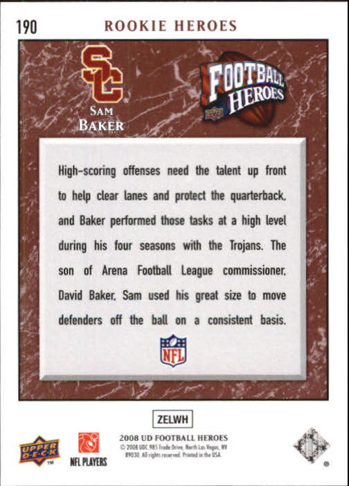 2008 Heroes (Upper Deck) Football "Main Set" Cards #1 to #269 - Picture 370 of 497