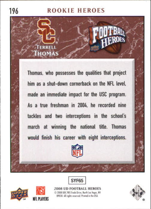 2008 Heroes (Upper Deck) Football "Main Set" Cards #1 to #269 - Picture 382 of 497