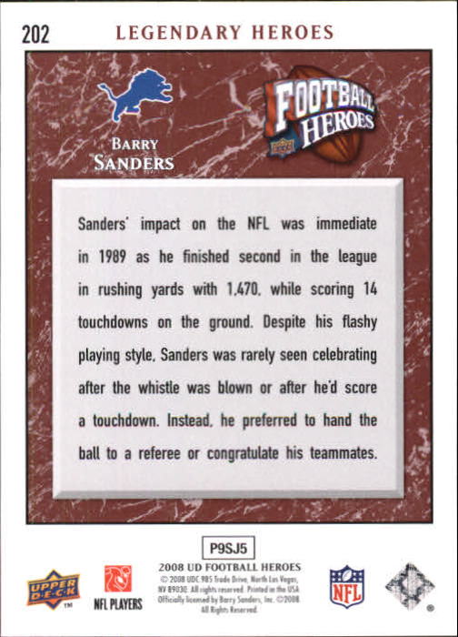 2008 Heroes (Upper Deck) Football "Main Set" Cards #1 to #269 - Picture 394 of 497