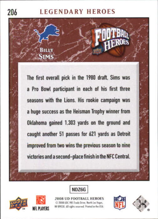 2008 Heroes (Upper Deck) Football "Main Set" Cards #1 to #269 - Picture 397 of 497