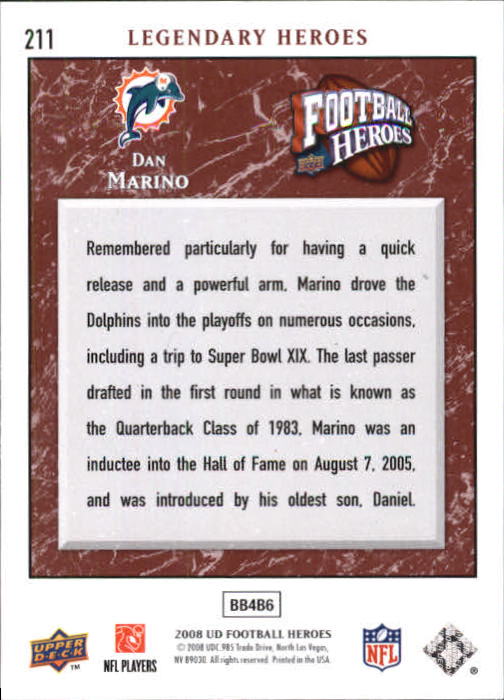 2008 Heroes (Upper Deck) Football "Main Set" Cards #1 to #269 - Picture 407 of 497