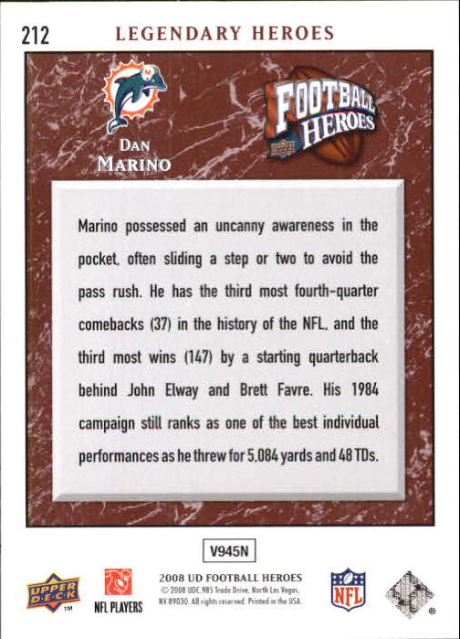 2008 Heroes (Upper Deck) Football "Main Set" Cards #1 to #269 - Picture 409 of 497