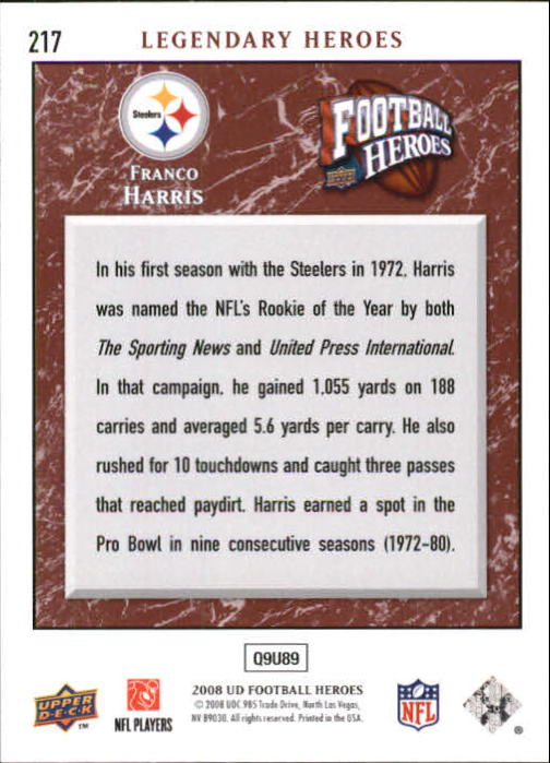 2008 Heroes (Upper Deck) Football "Main Set" Cards #1 to #269 - Picture 417 of 497