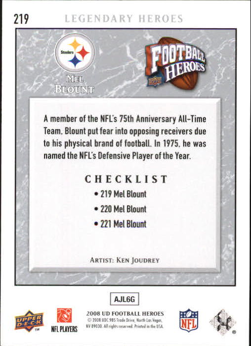 2008 Heroes (Upper Deck) Football "Main Set" Cards #1 to #269 - Picture 421 of 497