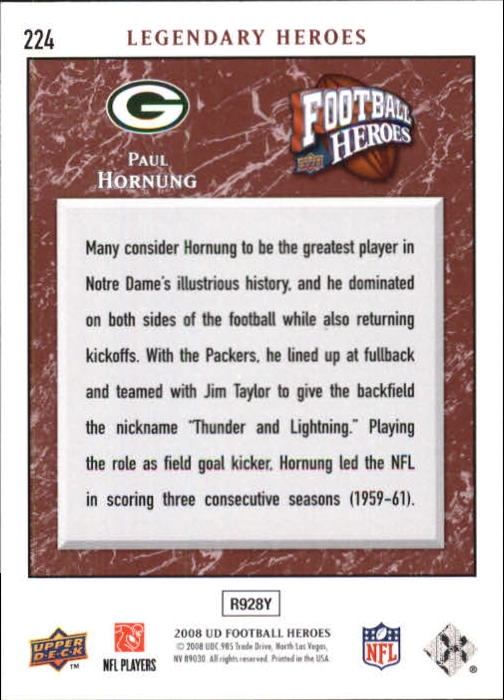 2008 Heroes (Upper Deck) Football "Main Set" Cards #1 to #269 - Picture 431 of 497