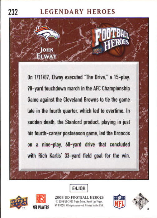 2008 Heroes (Upper Deck) Football "Main Set" Cards #1 to #269 - Picture 441 of 497