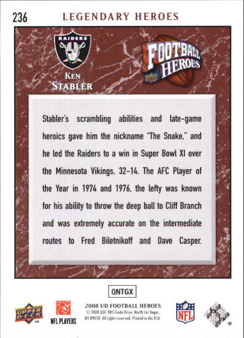 2008 Heroes (Upper Deck) Football "Main Set" Cards #1 to #269 - Picture 445 of 497