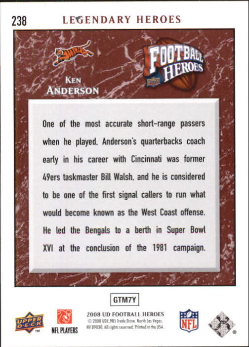 2008 Heroes (Upper Deck) Football "Main Set" Cards #1 to #269 - Picture 447 of 497