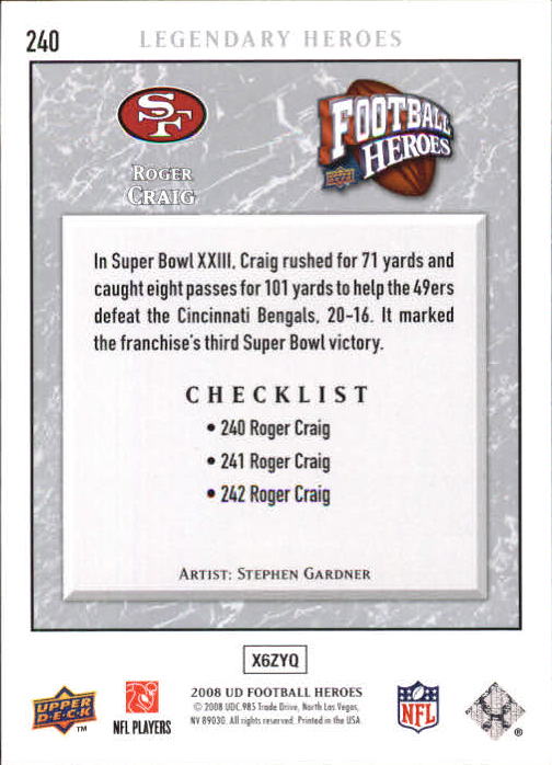 2008 Heroes (Upper Deck) Football "Main Set" Cards #1 to #269 - Picture 451 of 497