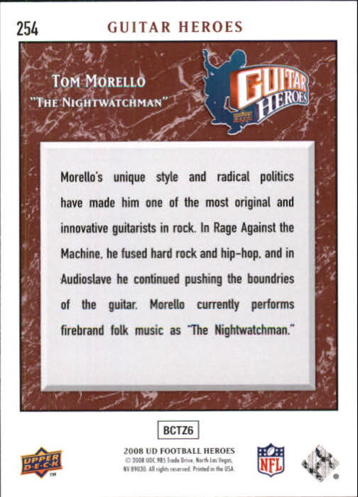 2008 Upper Deck Heroes #254 Tom Morello back image