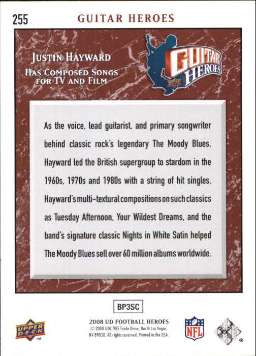 2008 Upper Deck Heroes #255 Justin Hayward back image