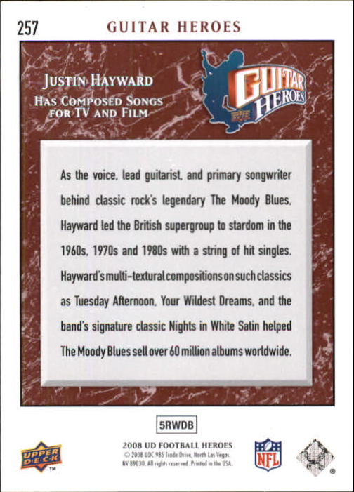 2008 Upper Deck Heroes #257 Justin Hayward back image