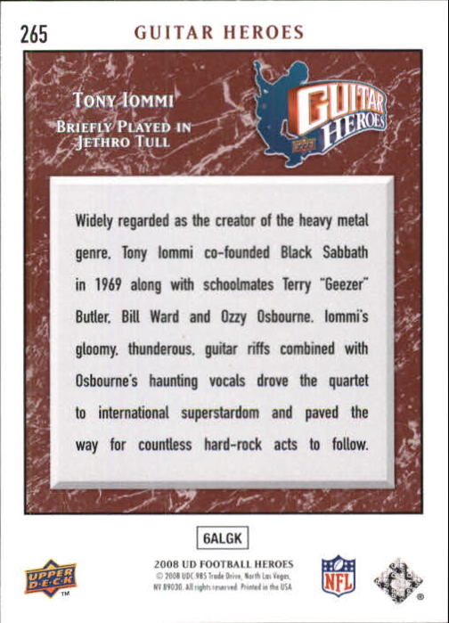 2008 Upper Deck Heroes #265 Tony Iommi back image