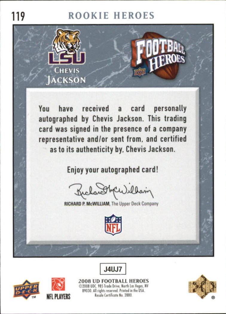 2008 Upper Deck Heroes Autographs Blue #119 Chevis Jackson/250