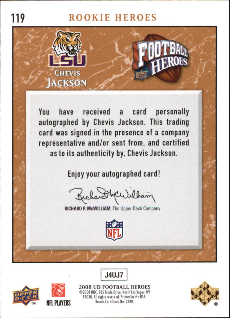 2008 Upper Deck Heroes Autographs Bronze #119 Chevis Jackson/50