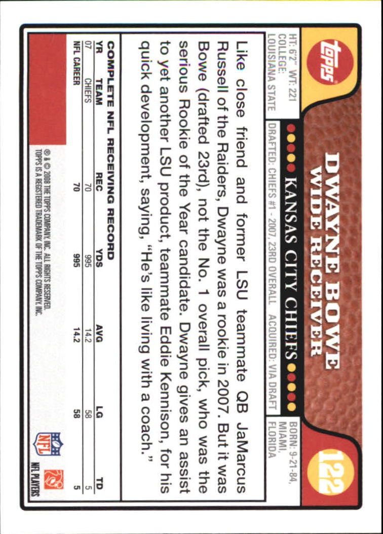 2008 Topps #122 Dwayne Bowe back image