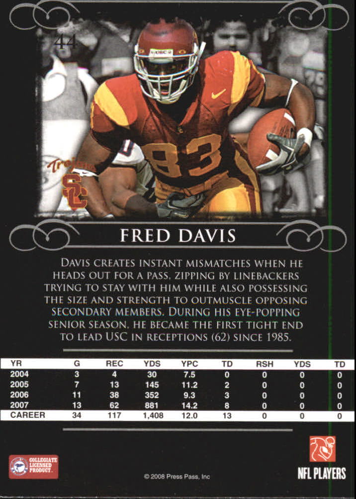 2008 Press Pass Legends #44 Fred Davis back image