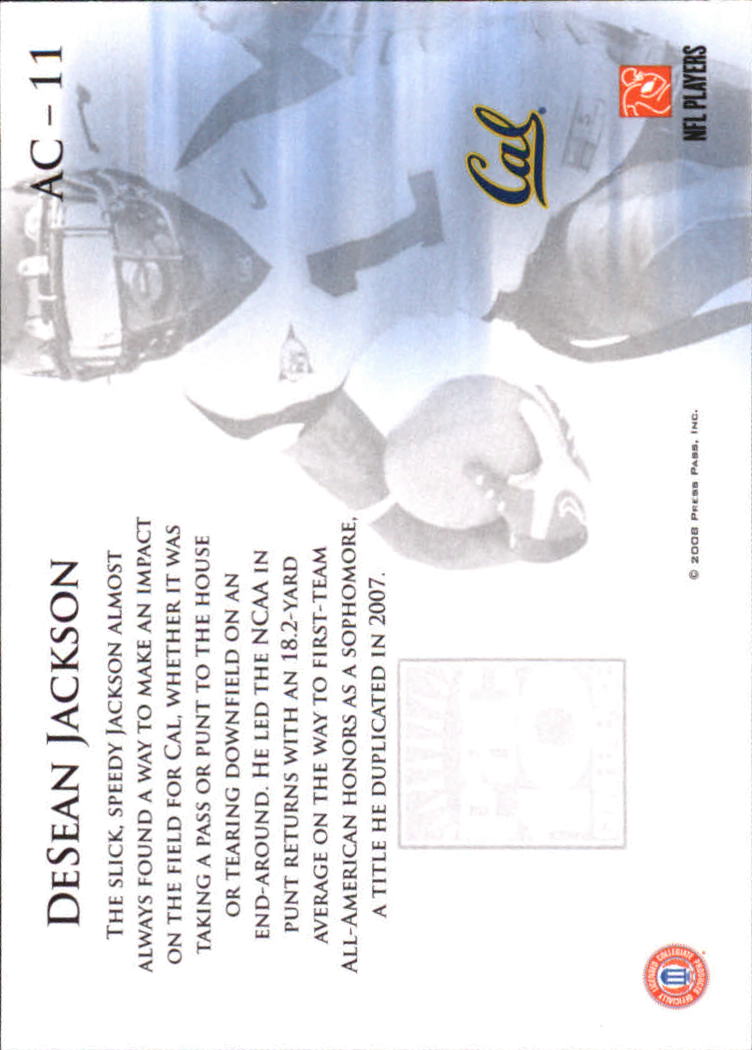2008 Press Pass Legends All Conference #AC11 DeSean Jackson back image