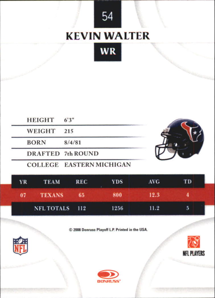 2008 Donruss Threads #54 Kevin Walter back image