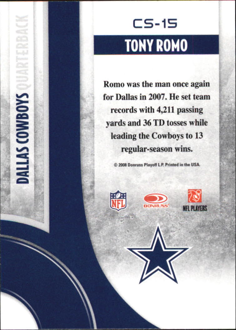2008 Donruss Threads Century Stars #15 Tony Romo back image