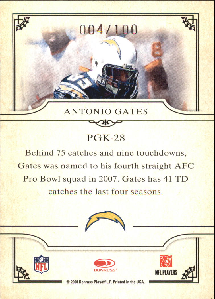 2008 Donruss Threads Pro Gridiron Kings Gold #28 Antonio Gates
