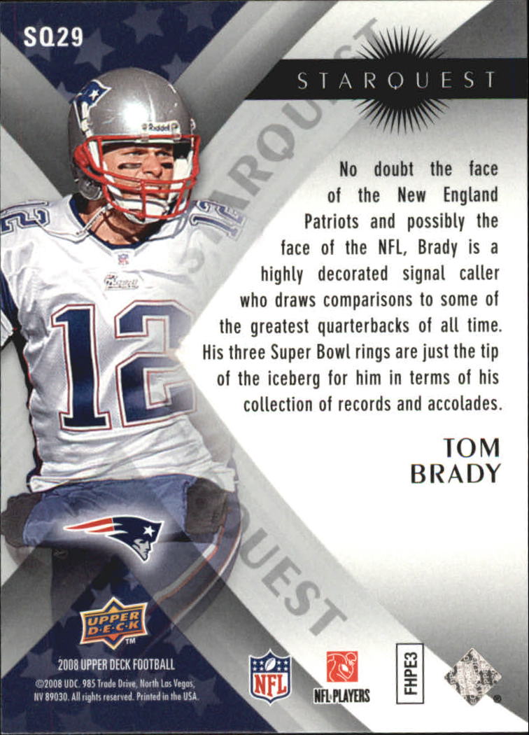 2008 UPPER DECK STARQUEST TOM BRADY #SQ29 SILVER NEW ENGLAND