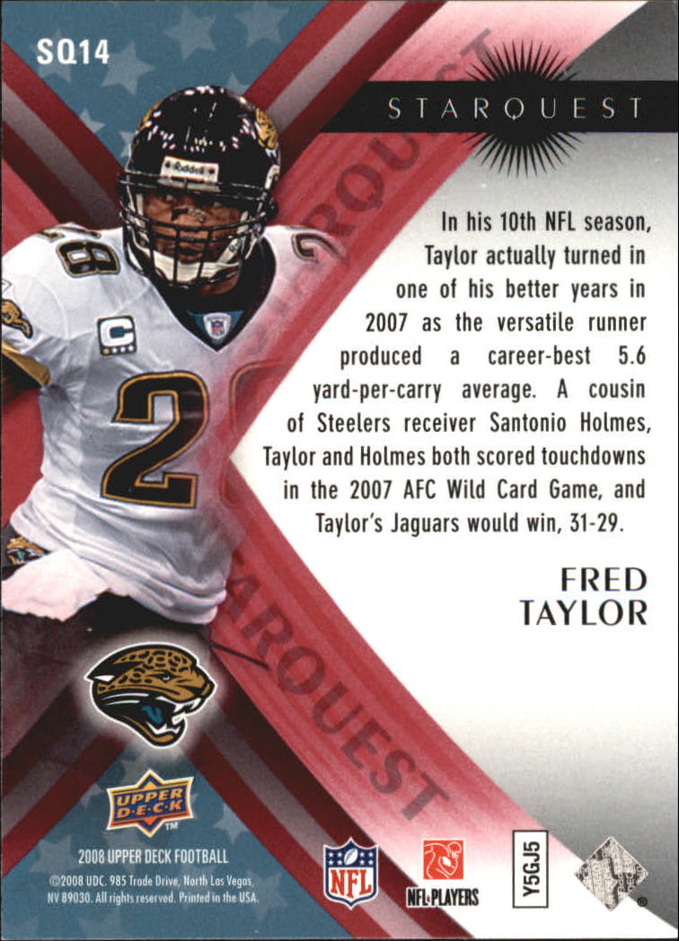 2008 Upper Deck StarQuest Rainbow Red #SQ14 Fred Taylor back image