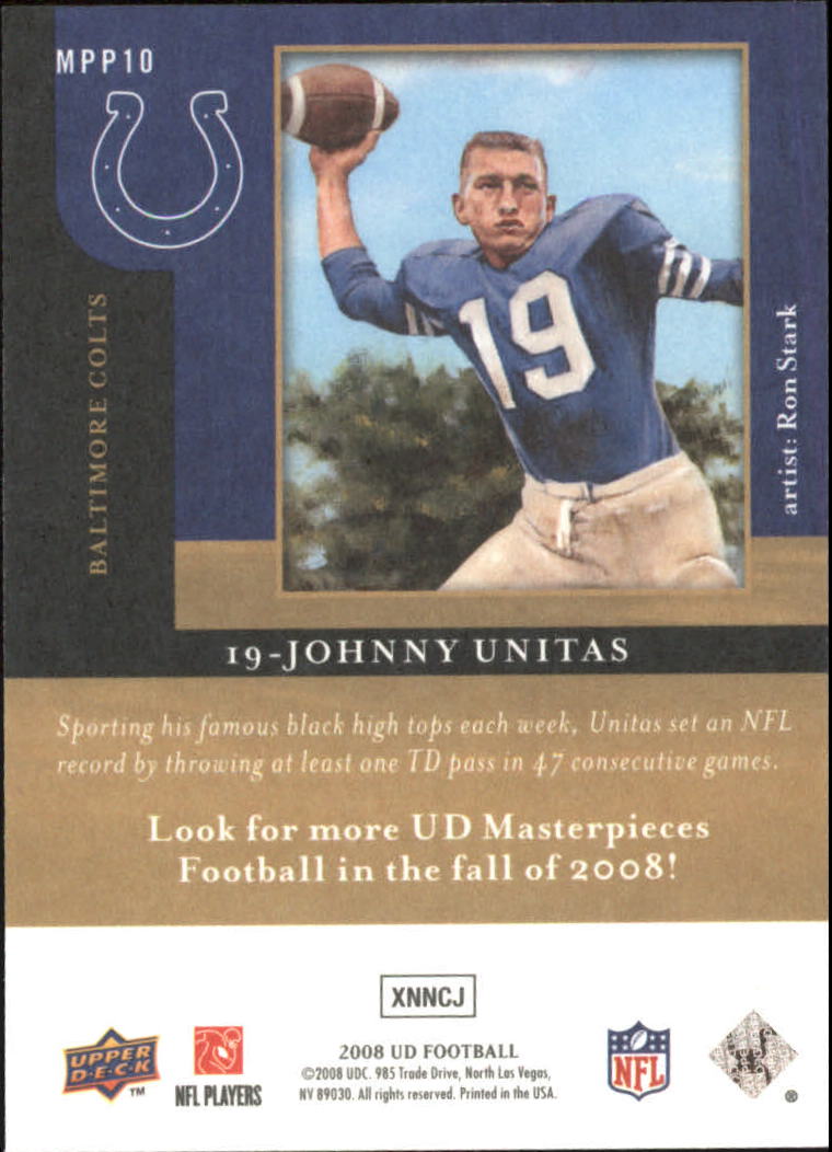 2008 Upper Deck Masterpieces Preview #MPP10 Johnny Unitas back image