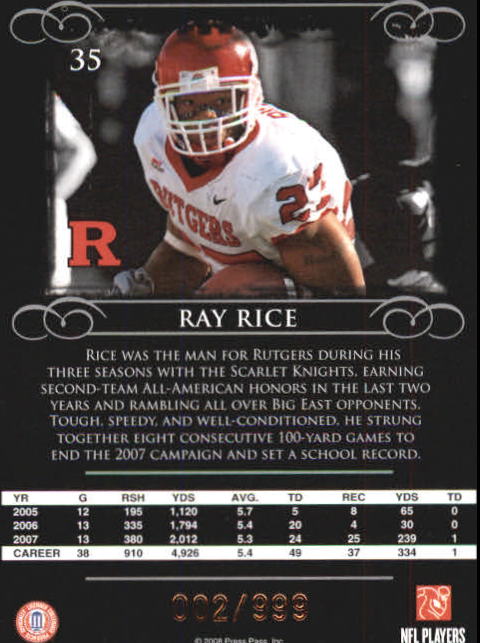 2008 Press Pass Legends Bronze #35 Ray Rice back image