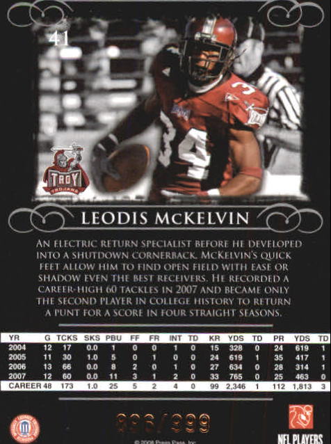 2008 Press Pass Legends Bronze #41 Leodis McKelvin back image
