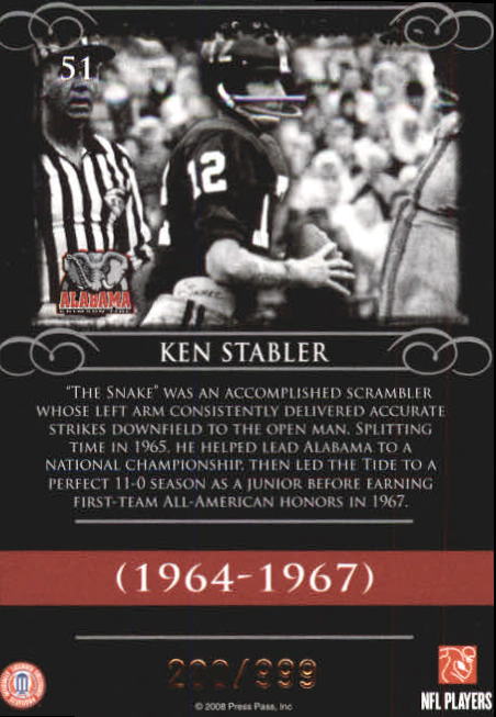 2008 Press Pass Legends Bronze #51 Ken Stabler back image
