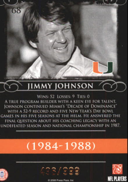 2008 Press Pass Legends Bronze #68 Jimmy Johnson back image