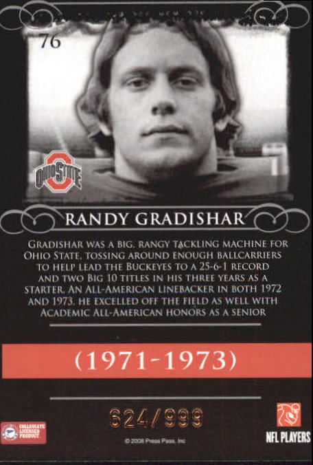2008 Press Pass Legends Bronze #76 Randy Gradishar back image