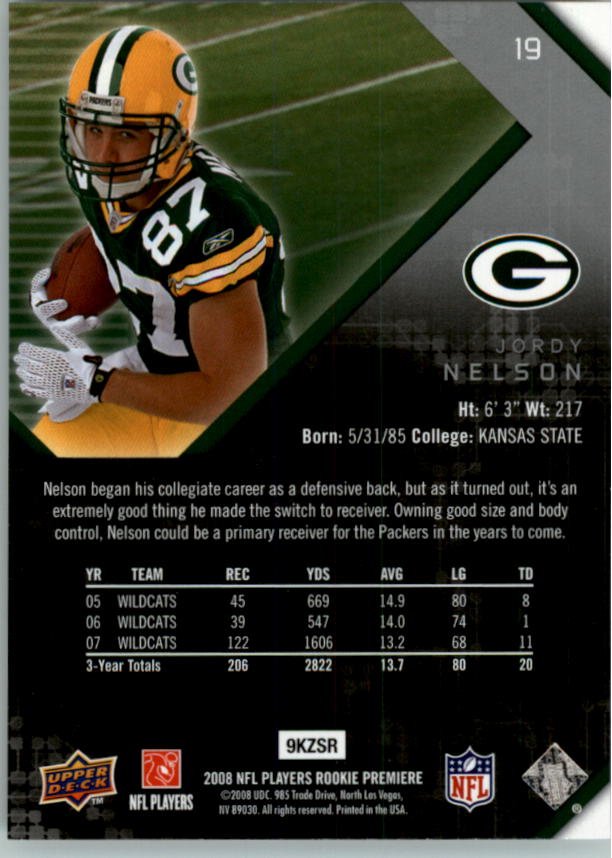 Jordy Nelson 2008 Upper Deck Rookie Card