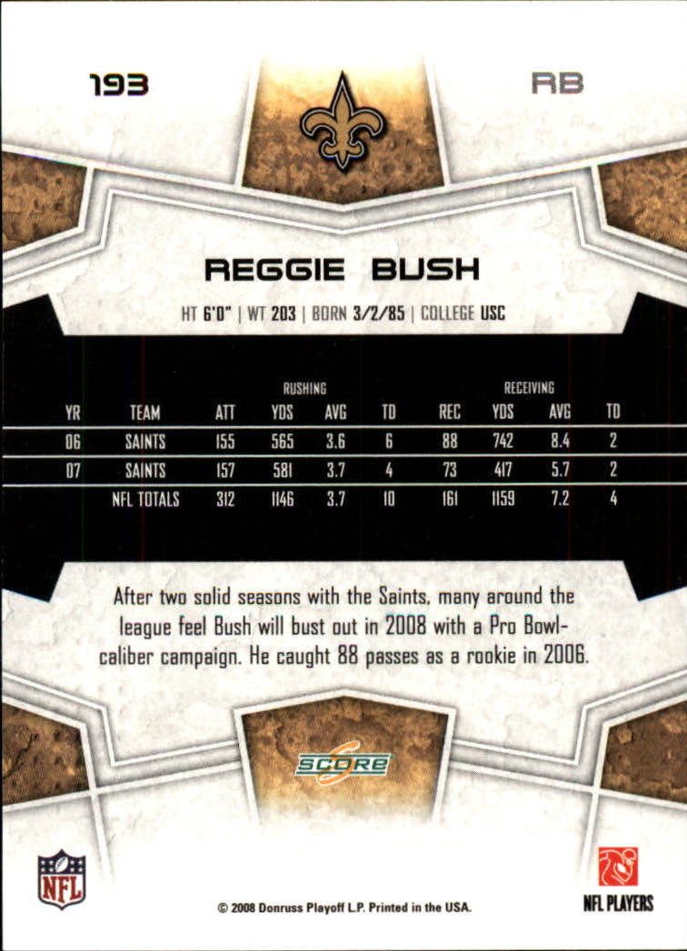 2008 Score #193 Reggie Bush back image