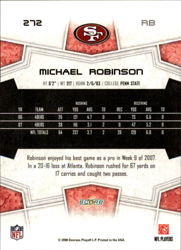 B4038- 2008 Score Football Cards 251-440 +Rookies -You Pick- 15+ FREE US SHIP - Picture 33 of 357