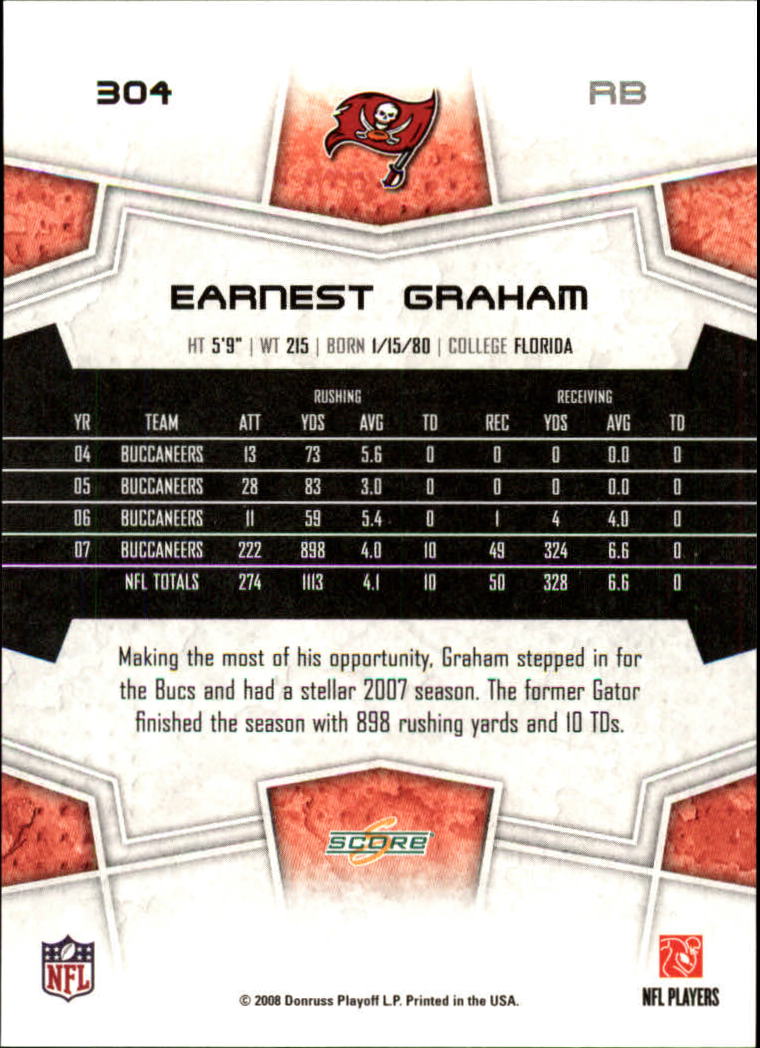 2008 Score #304 Earnest Graham back image