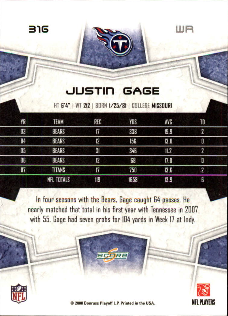 B4038- 2008 Score Football Cards 251-440 +Rookies -You Pick- 15+ FREE US SHIP - Picture 121 of 357