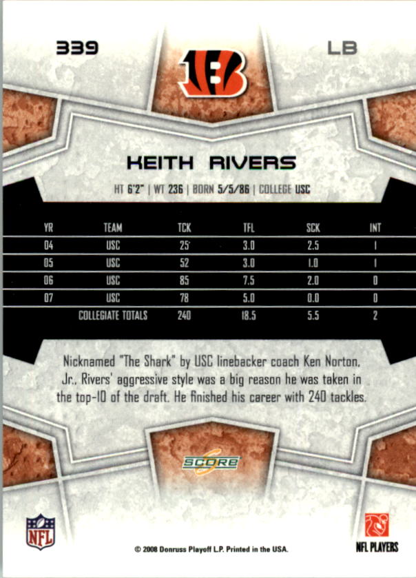 B4038- 2008 Score Football Cards 251-440 +Rookies -You Pick- 15+ FREE US SHIP - Picture 165 of 357