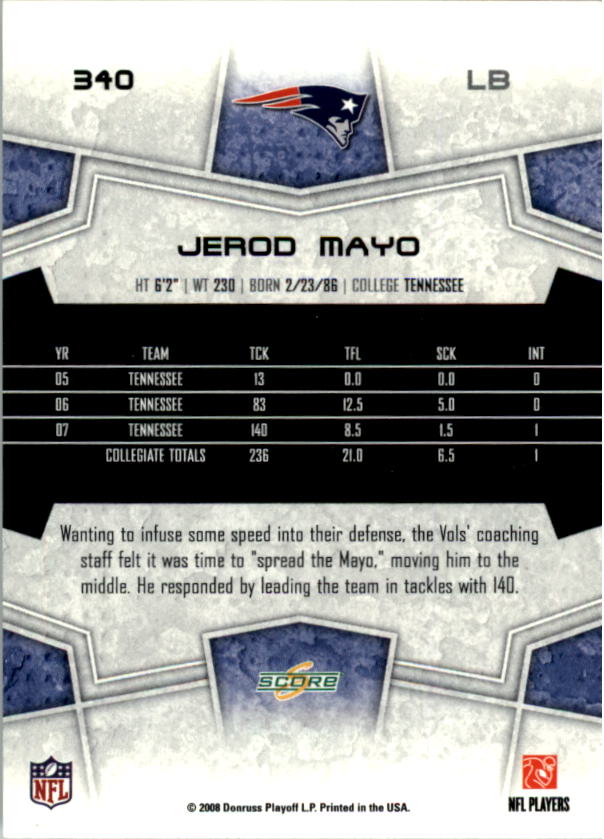 B4038- 2008 Score Football Cards 251-440 +Rookies -You Pick- 15+ FREE US SHIP - Picture 167 of 357