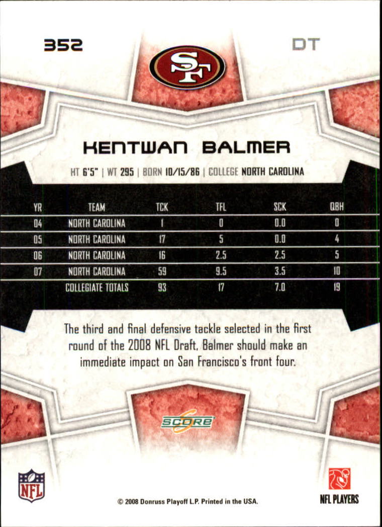 B4038- 2008 Score Football Cards 251-440 +Rookies -You Pick- 15+ FREE US SHIP - Picture 189 of 357