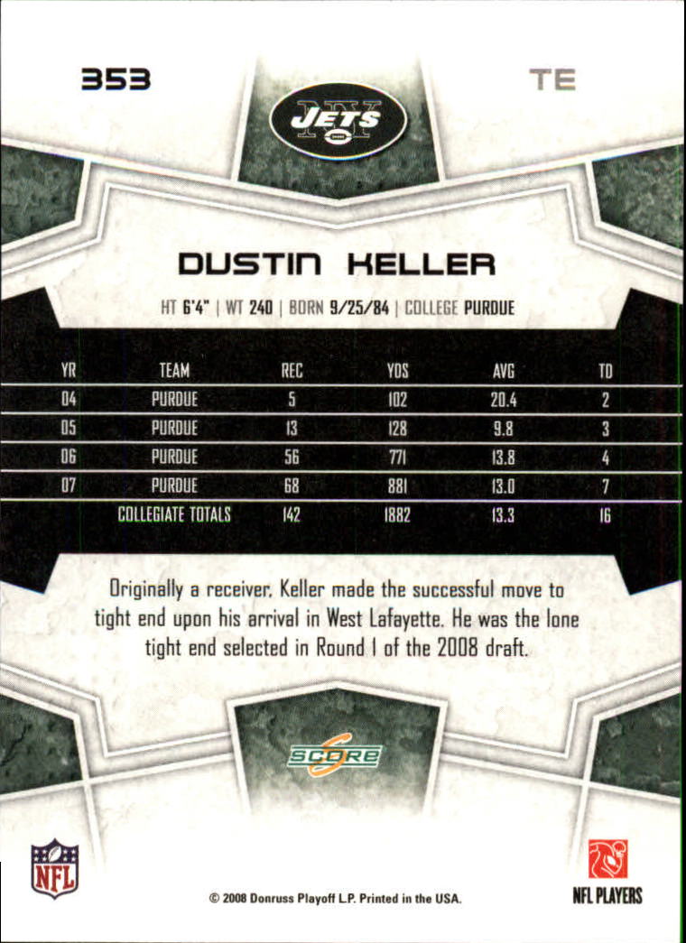 B4038- 2008 Score Football Cards 251-440 +Rookies -You Pick- 15+ FREE US SHIP - Picture 191 of 357