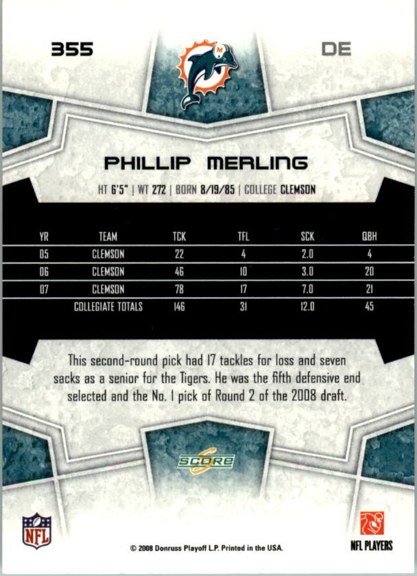 B4038- 2008 Score Football Cards 251-440 +Rookies -You Pick- 15+ FREE US SHIP - Picture 193 of 357